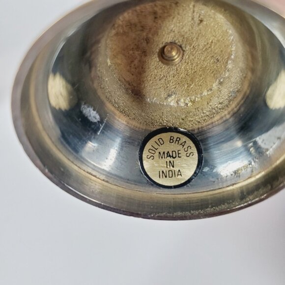 Vintage Art Deco Brass Metal Fluted Footed Vase Black Patina Etched Floral - Picture 7 of 11